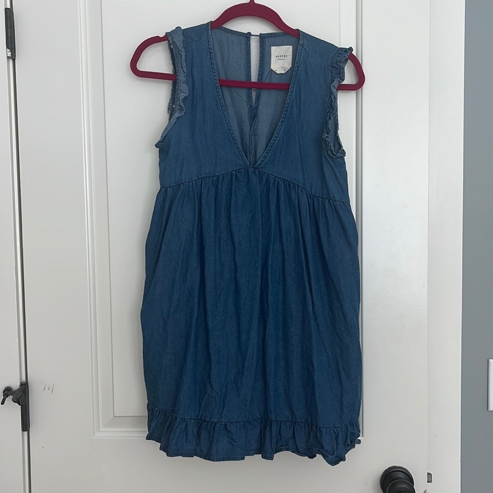Denim ruffles dress . Size xsmall